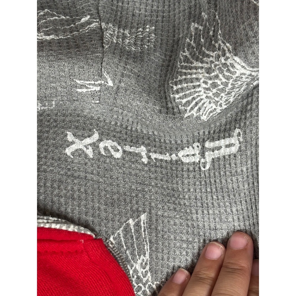 Avirex Mens Red Full Zip Hoodie Embroidered Logo Grey Trim Waffle Hood Lining - Picture 3 of 9